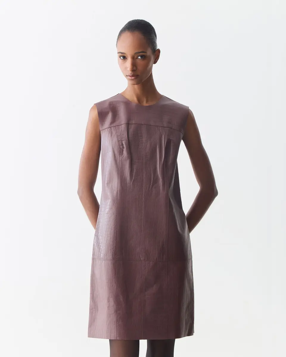 Vestido Couro Croco Laura