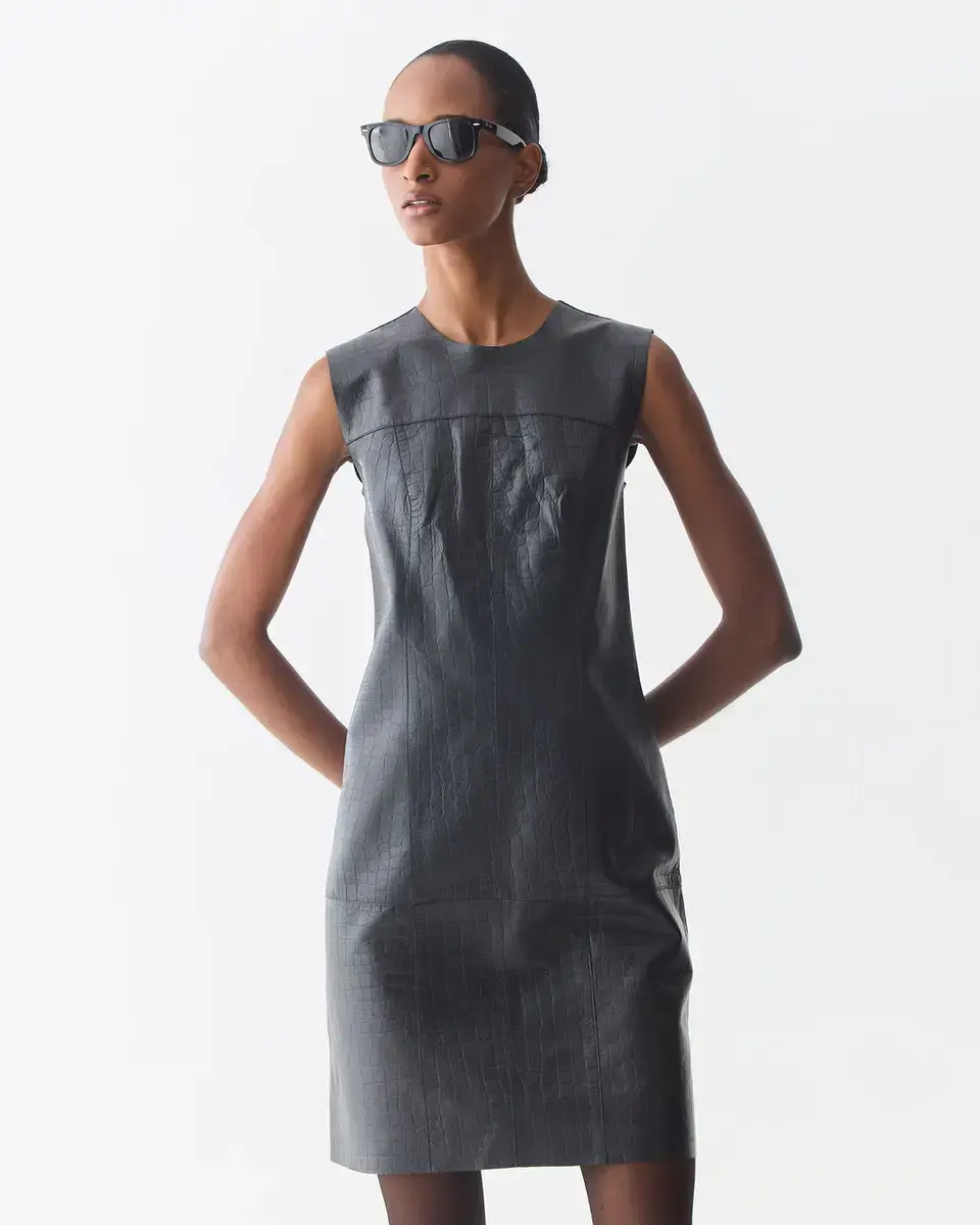 Vestido Couro Croco Laura