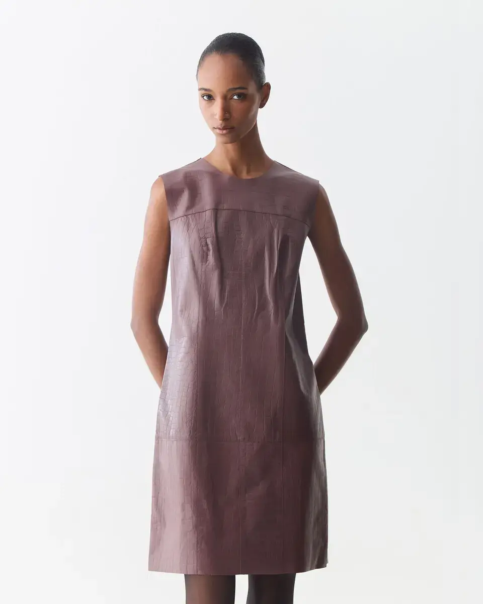Vestido Couro Croco Laura